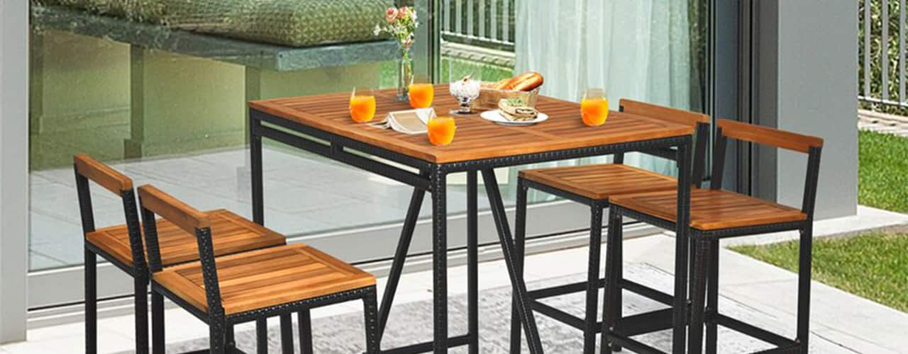 Rectangular 4 - Person 55'' Long Bar Height Dining Set