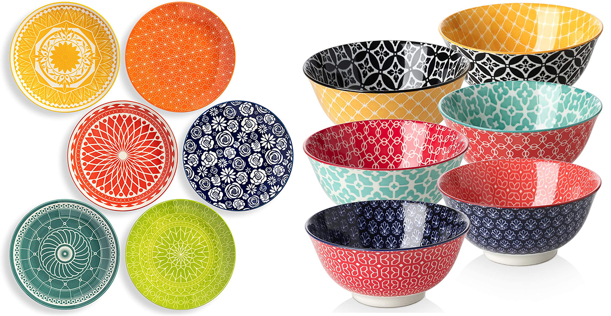 A set of colorful dishware